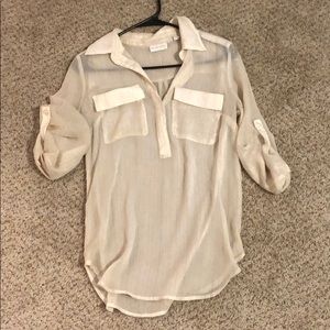 Shimmery work quarter sleeve shirt